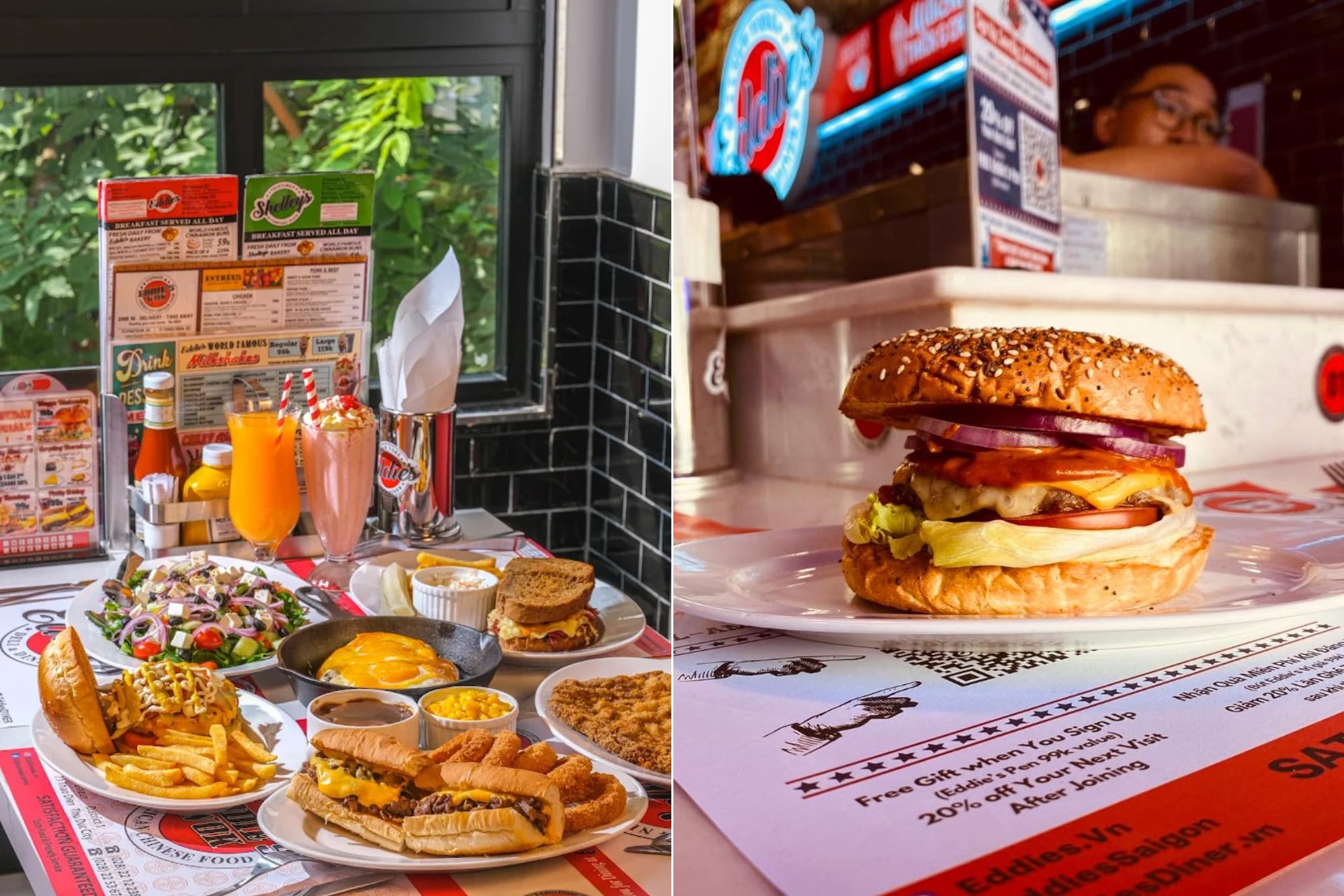 The burgers at Eddie’s New York Deli & Diner offer a true premium American burger experience, featuring top-quality steak burgers